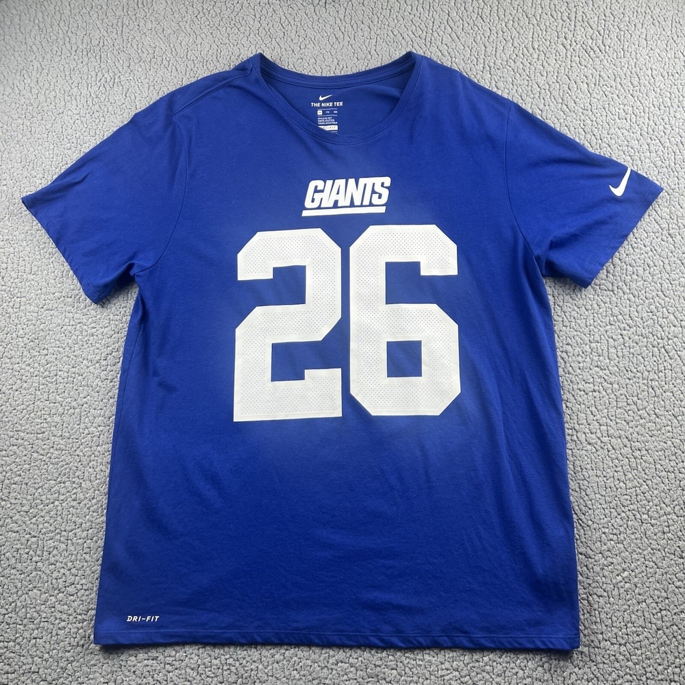 Nike‎ T-Shirt Mens L Blue Saquon Barkley 26 New York Giants Football Dri-Fit NFL